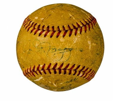 1950 World Series Champion Yankees Team-Signed Baseball (21 Signatures including DiMaggio and Stengel) 